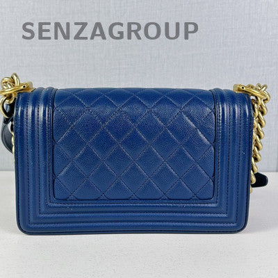 Chanel Le Boy Blue Calfskin Chain Shoulder Crossbody Bag Classic Fashion
