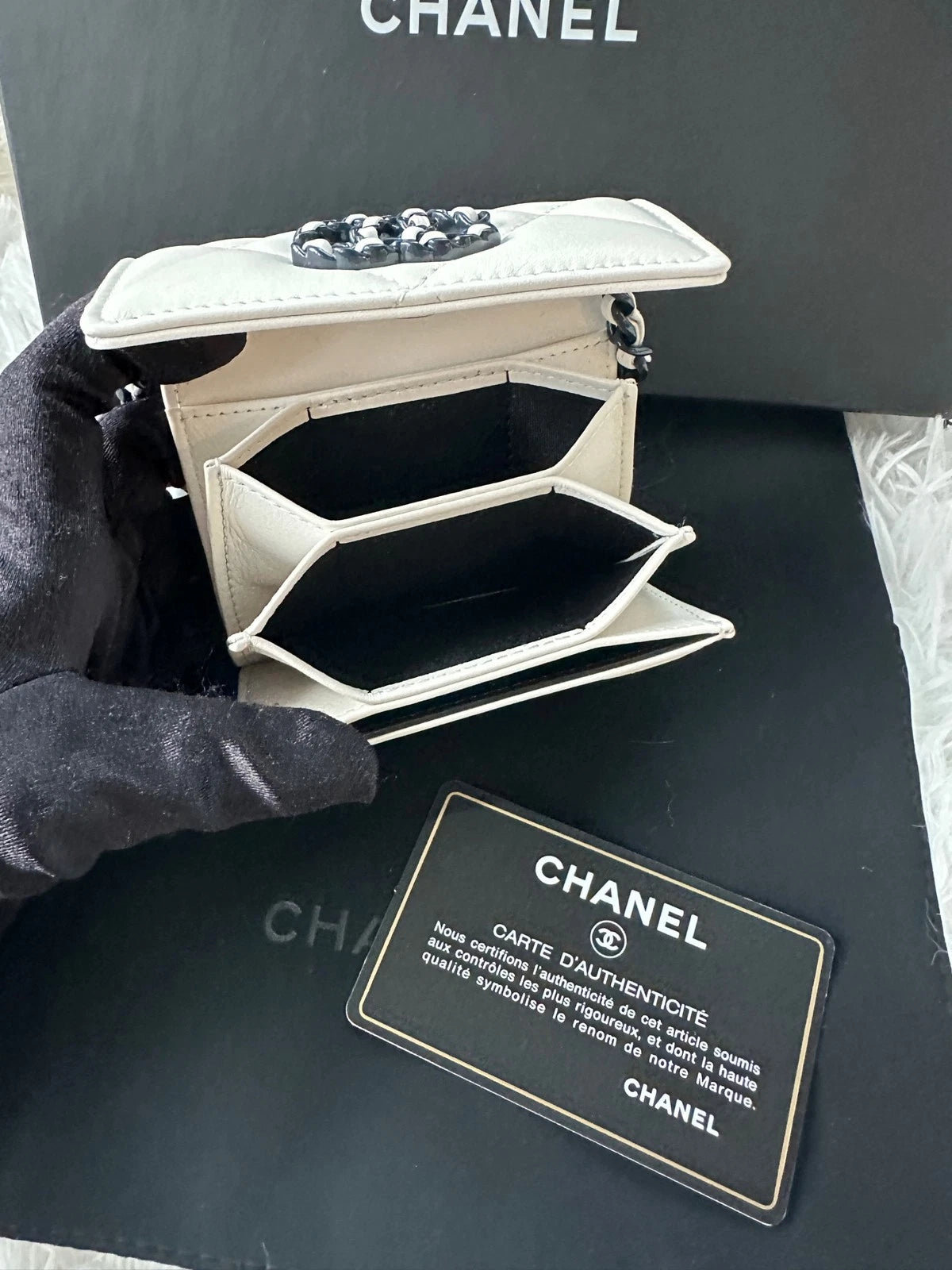 CHANEL 19 Mini Black White Panda Leather Crossbody For Women