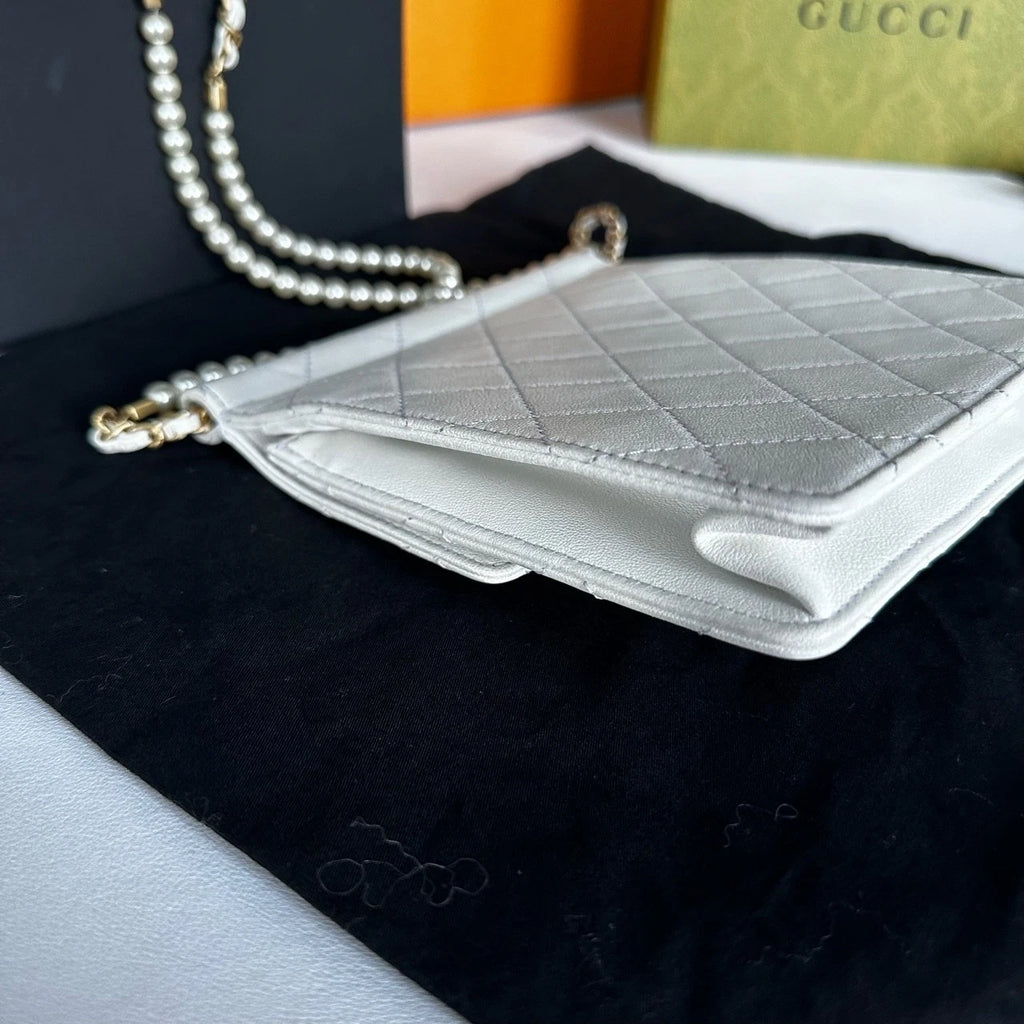 CHANEL White Chain Crossbody Bag For Women