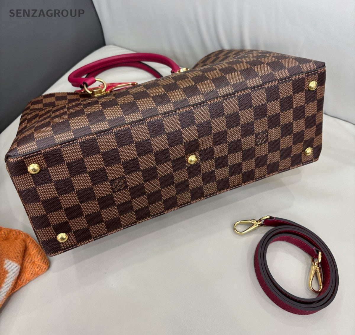 Louis Vuitton Riverside Damier Ebene Top Handle 2way Shoulder Handbag Brown Wome
