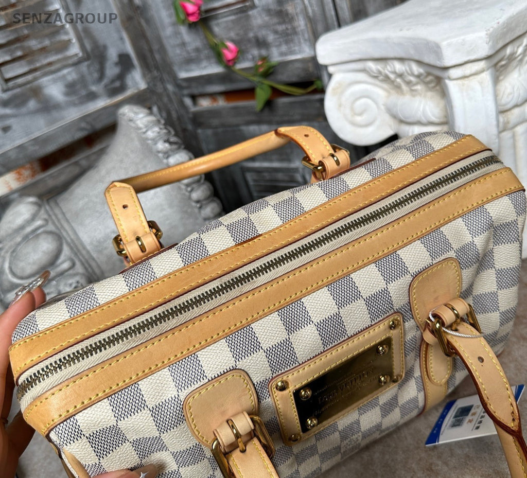 Louis Vuitton Boston White Damier Ebene Top Handle Bag Women Classic