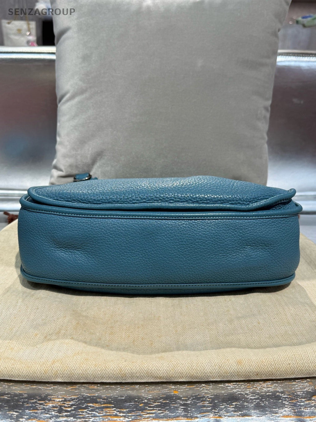 HERMES Evelyne33 Shoulder Bag Crossbody Blue Silver Used Women Classic