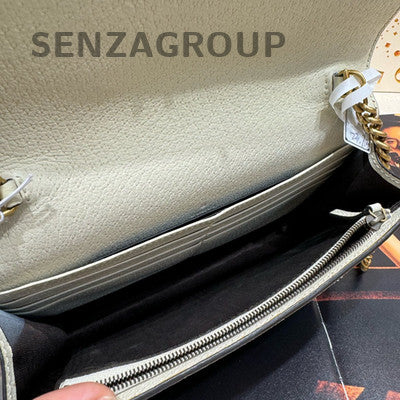 Gucci Margaret WOC Chain Shoulder Crossbody Bag White Silver Classic Women