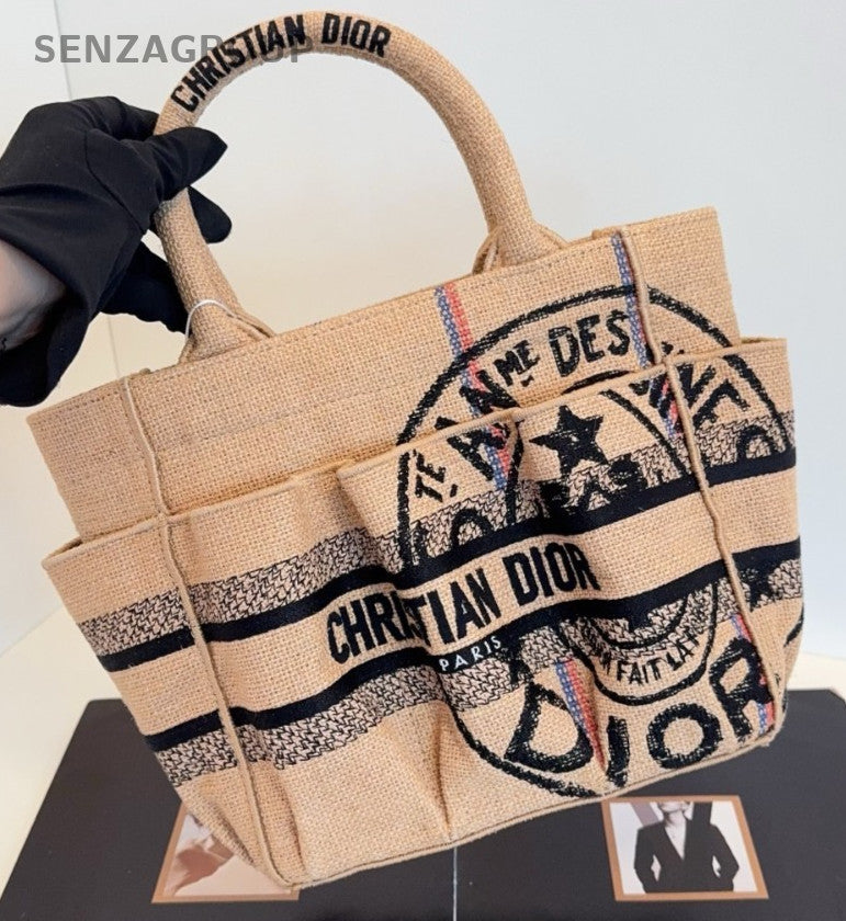 Christian Dior tote mini Embroidered badge graffiti Top Handle bag  Women Canvas