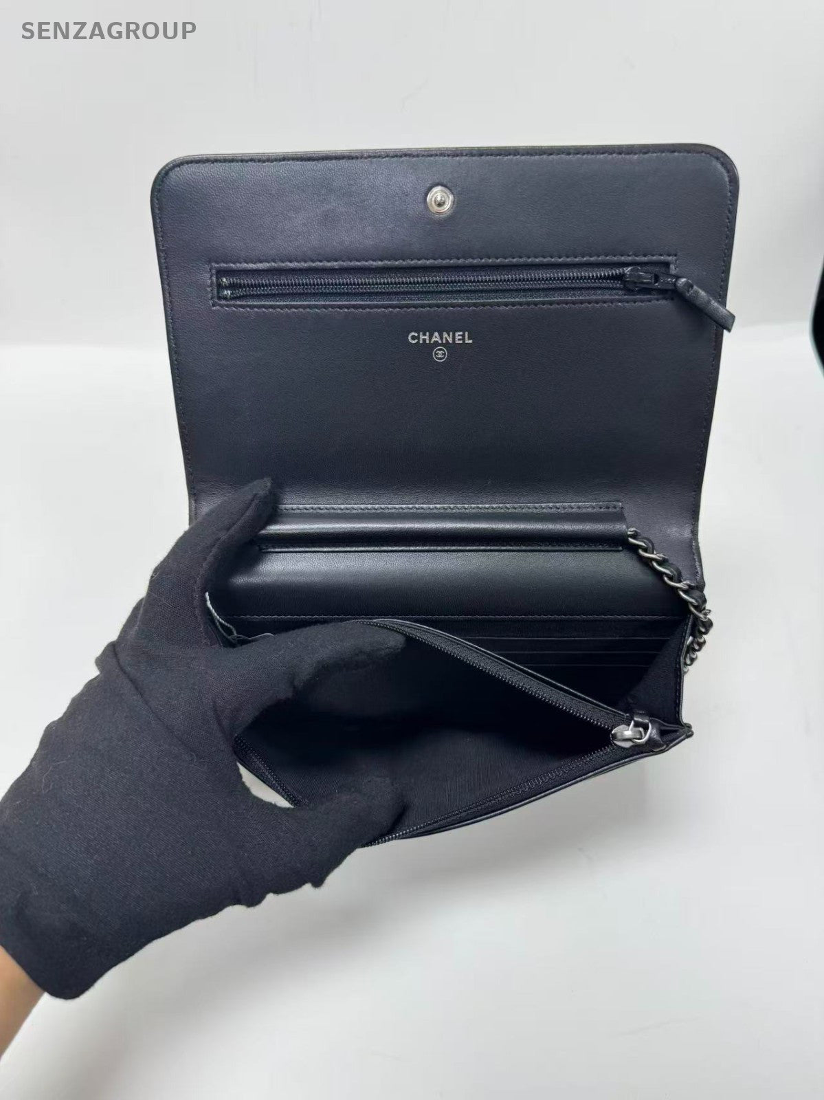 CHANEL Woc Calfskin Chain Shoulder bag Crossbody Women Black Silver Classic