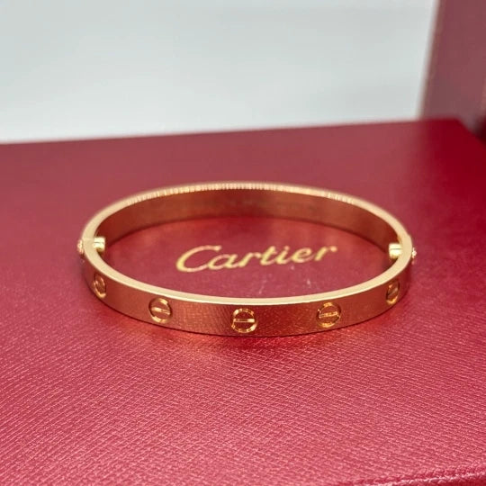 Cartier Love Classic 6.1mm Bangle Bracelet 18k Rose Gold Double Screw Size16
