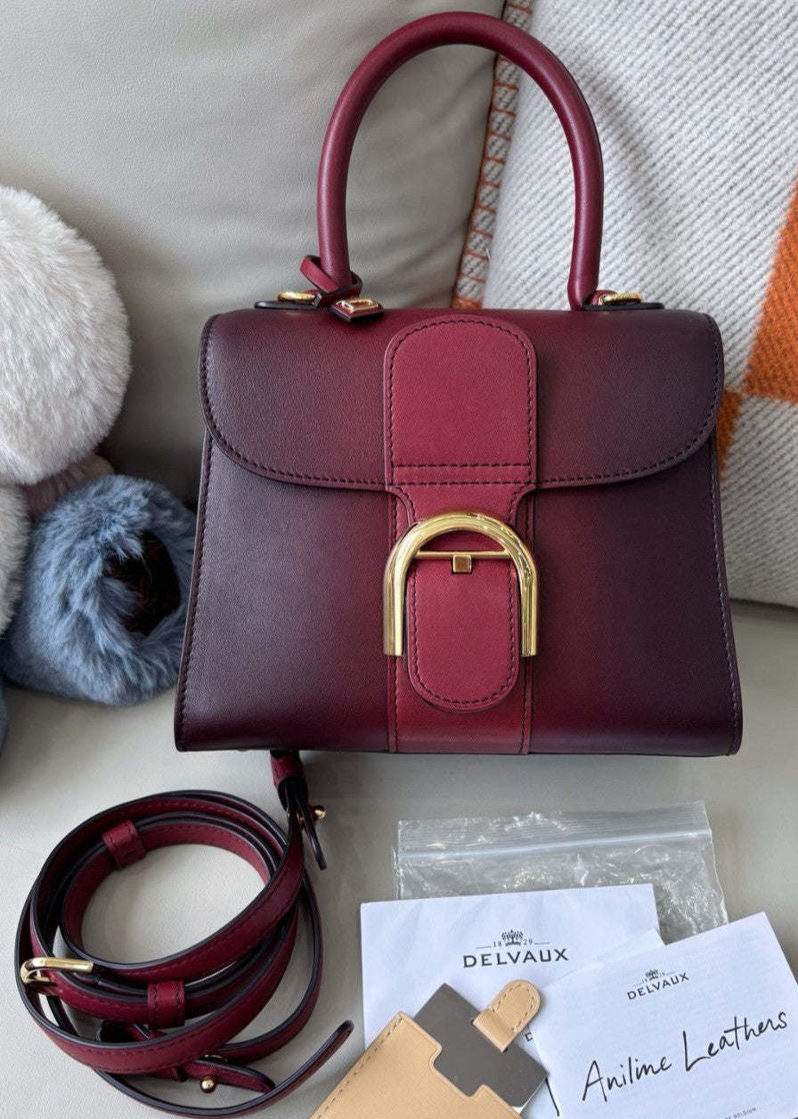 Delvaux Brilliant mini Top Handle Shoulder Crossbody Bag Warm Red Women