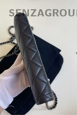Chanel Classic Quilted WOC Wallet on Chain Black Gold Crossbody Bag