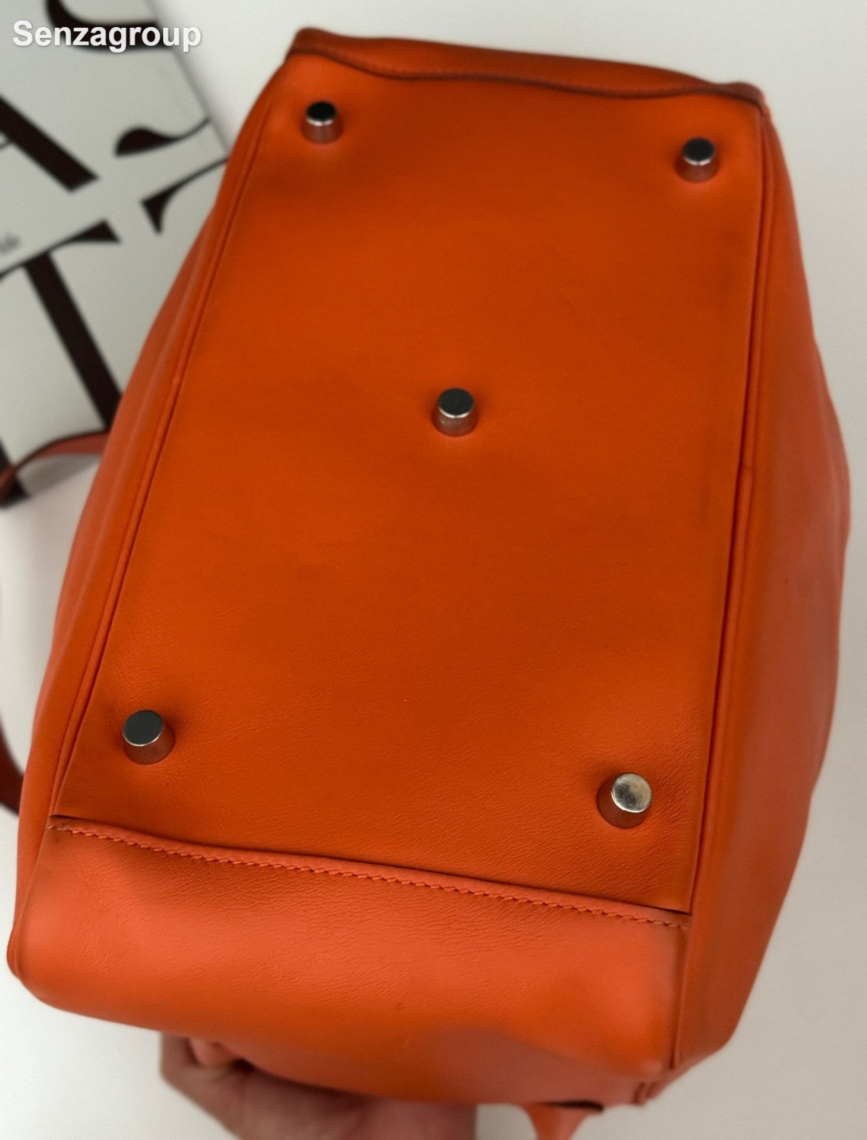 Hermes Lindy30 Top Handle Shoulder Bag Orange Silver Women Classic Fashion