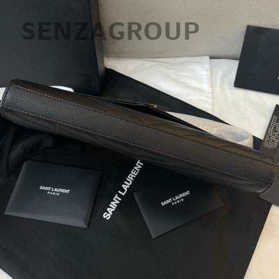 Saint Laurent Black Gold Medium WOC Envelope Chain Crossbody Bag