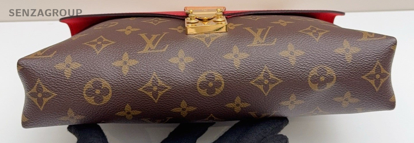 Louis Vuitton Monogram Chain Shoulder Bag Brown Red Gold Women Classic Designer