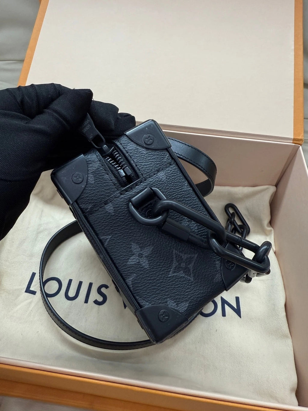 Louis Vuitton Soft Trunk Black Monogram Shoulder Bag For Women