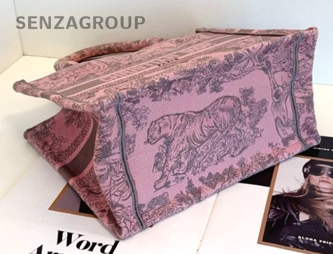 Christian Dior Book tote Zoo Embroidery Small Pink Handbag Almost Brand NEW