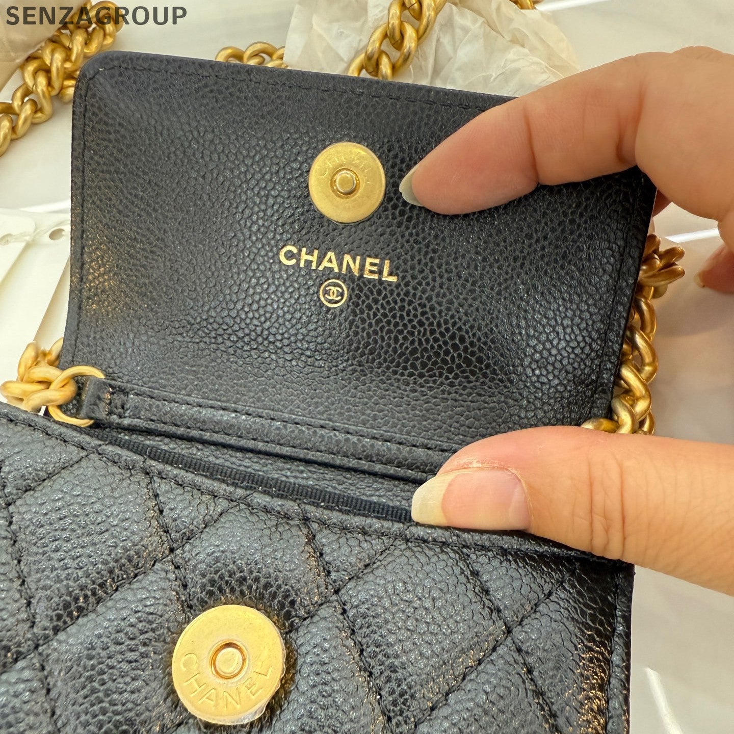 Chanel Le Boy Black Calfskin Wallet on Chain Crossbody Bag