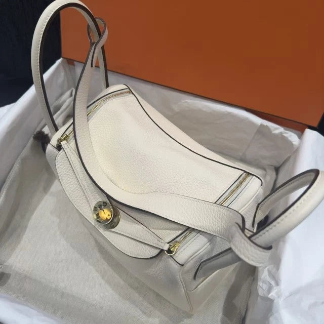 Hermes Lindy26 Top Handle Bag Shoulder Bag White Gold Women Fashion Classic D