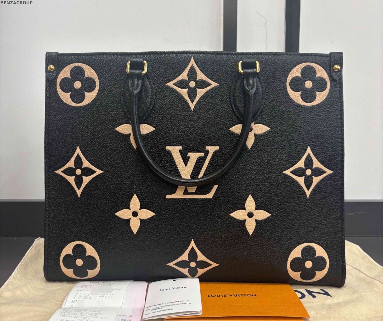 Louis Vuitton ONTHEGO Monogram Tote Bag Medium Black Handbag Shoulder Bag