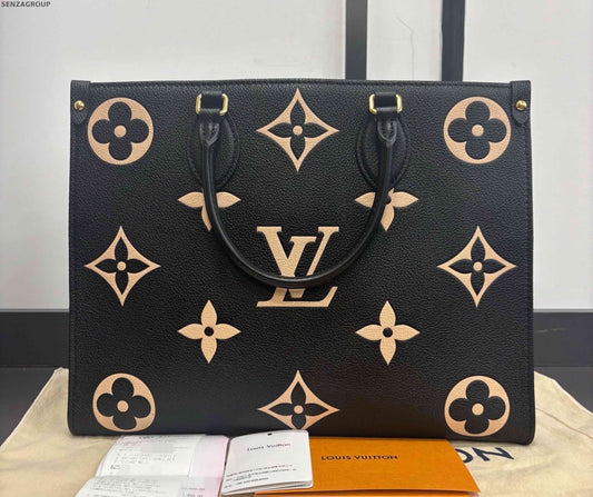 Louis Vuitton ONTHEGO Monogram Tote Bag Medium Black Handbag Shoulder Bag