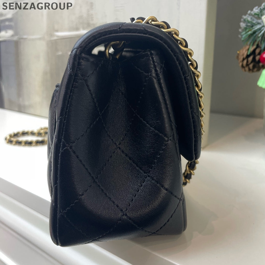Chanel Classic Flap Black Gold Quilted Lambskin Chain Shoulder Bag