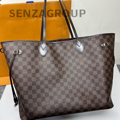 Louis Vuitton Damier Ebene Neverfull Tote Bag Brown Shoulder Bag Women Classic