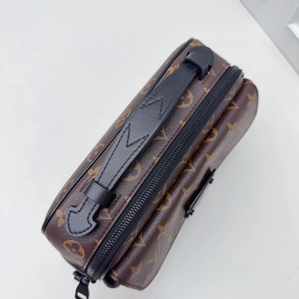 Louis Vuitton Messenger Bag Monogram Top Handle Crossbody Bag Brown Women