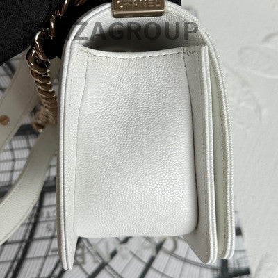 Chanel White Gold Small Le Boy Quilted Shoulder Crossbody Bag Classic