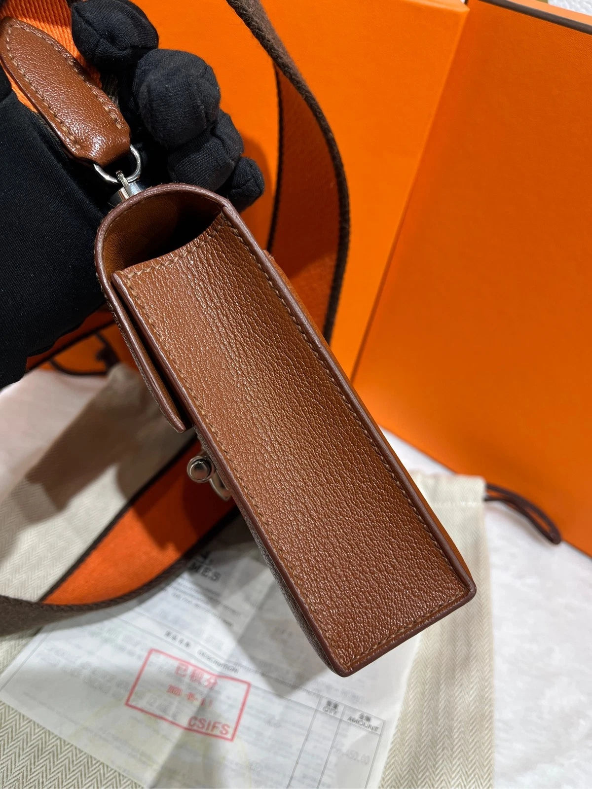 Hermes Verrou Brown Goatskin Handbag For Women