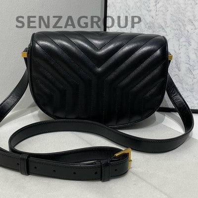 Saint Laurent Black Saddle Bag Gold Hardware Classic Women's Shoulder Bag