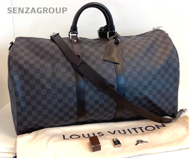 Louis Vuitton Keepall 55 Damier Ebene Black 2WAY Shoulder Almost Brand NEW