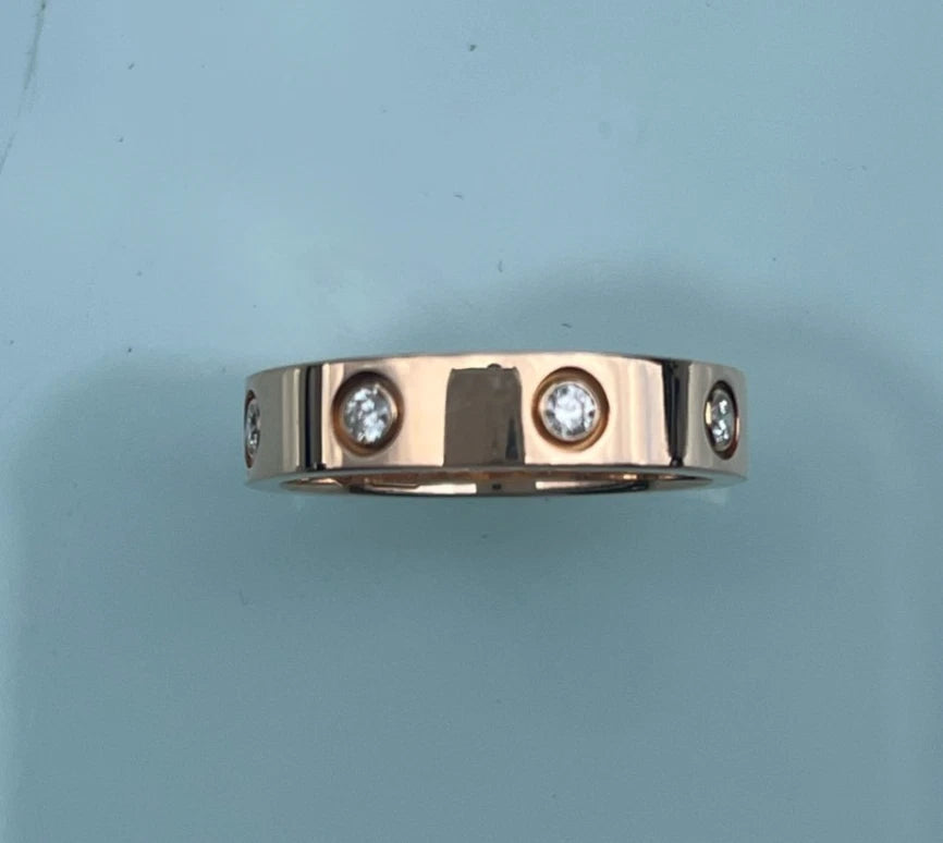 Cartier love Narrow Band Ring 18K Rose Gold 8 diamonds EU50/US5.25