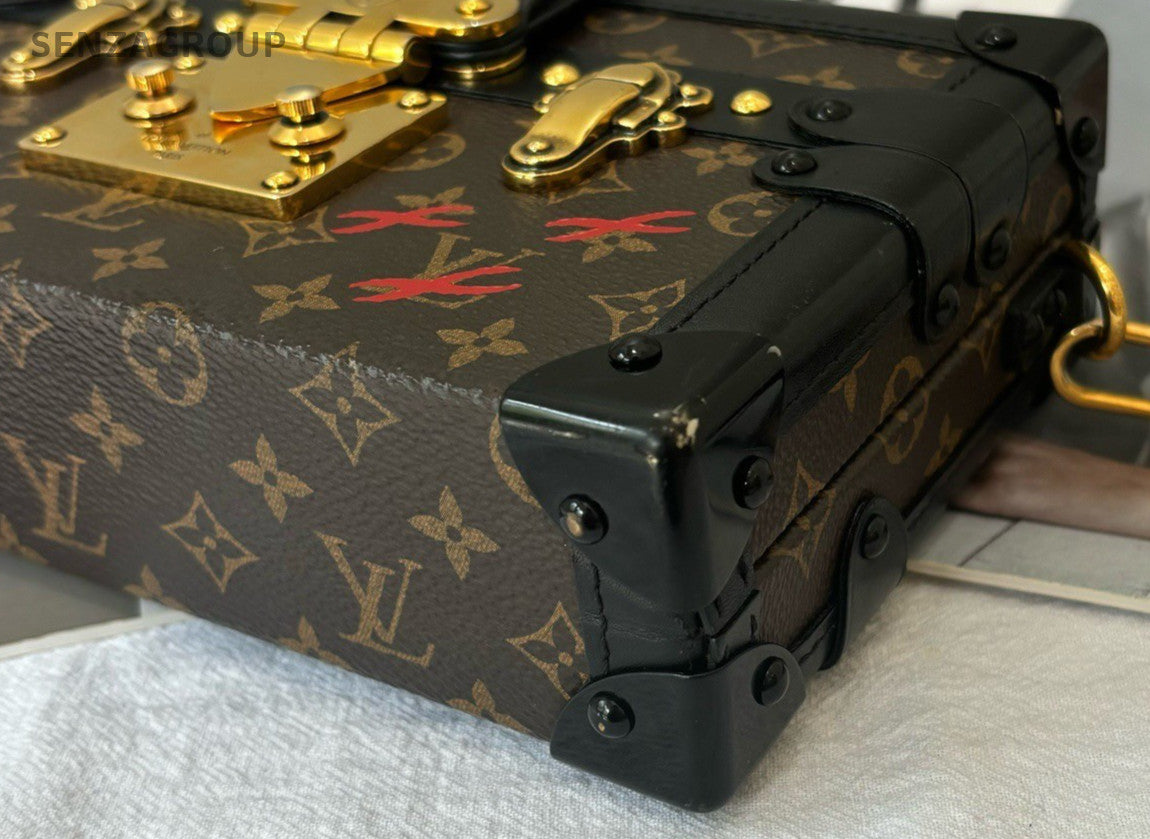 Louis Vuitton Petit Mal Trunk Monogram Shoulder Bag Crossbody Brown Gold Women