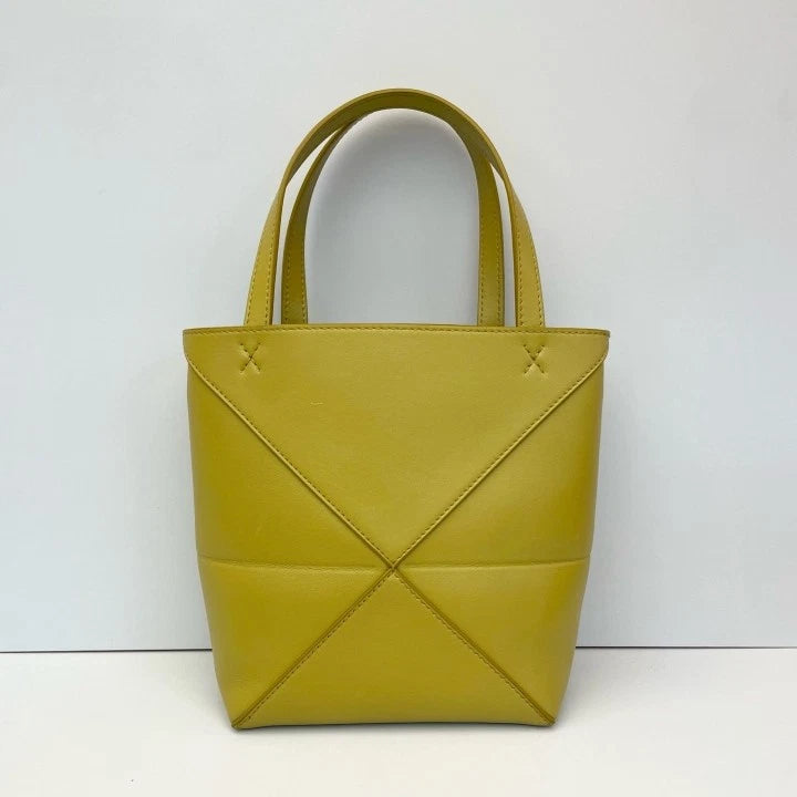 Loewe Puzzle Fold Mini Mustard Yellow Tote Bag For Women