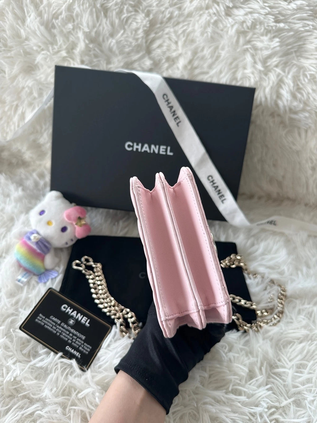 Chanel Pink Lambskin Enamel Handle Crossbody Handbag For Women