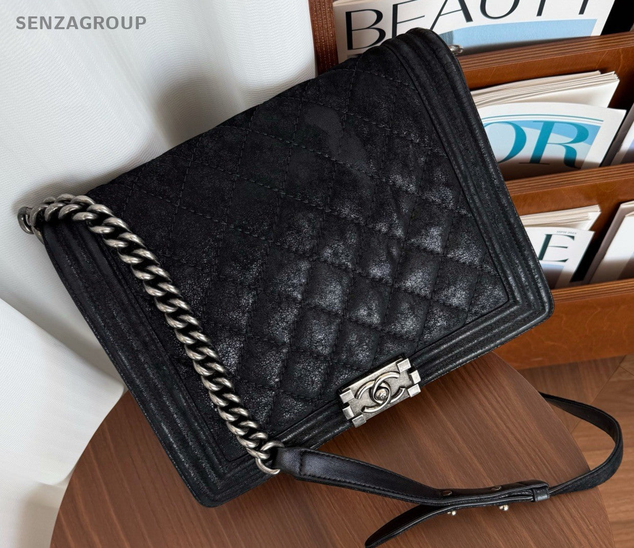 CHANEL Leboy GM CC Chain Shoulder bag Black Silver Women