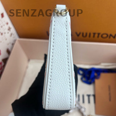 Louis Vuitton Easy Pouch Monogram Chain Shoulder Bag White Gold Classic Women
