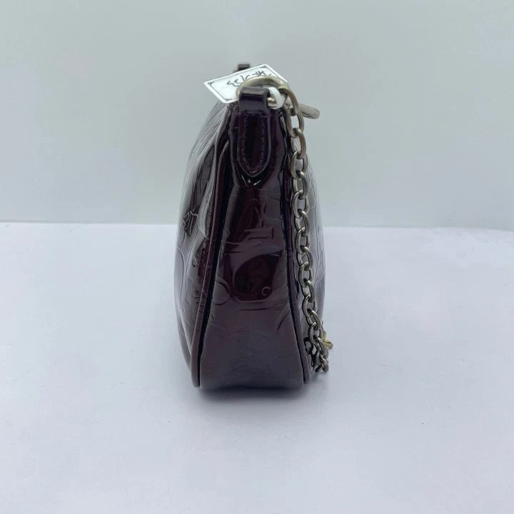 Dior Women's Red Patent Leather Monogram Chain Shoulder Clutch Bag