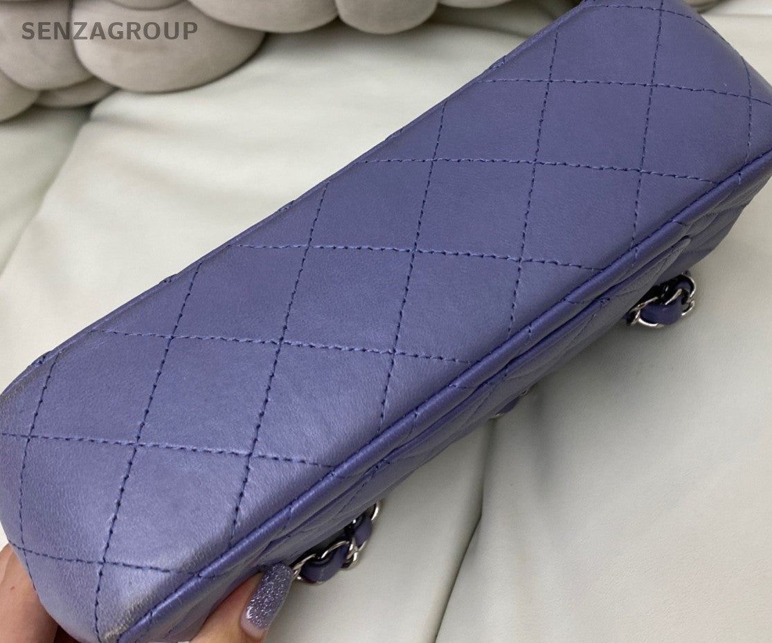 Chanel Classic Flap Big mini Chain Shoulder Bag Purple Women Designer Diamond