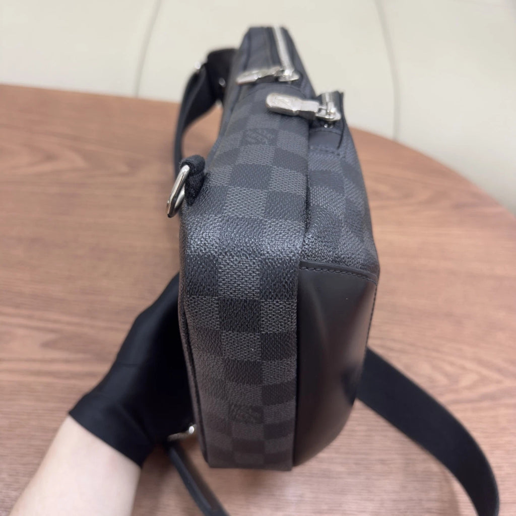 Authentic Louis Vuitton Damier Graphite Black Sling Bag Silver Hardware