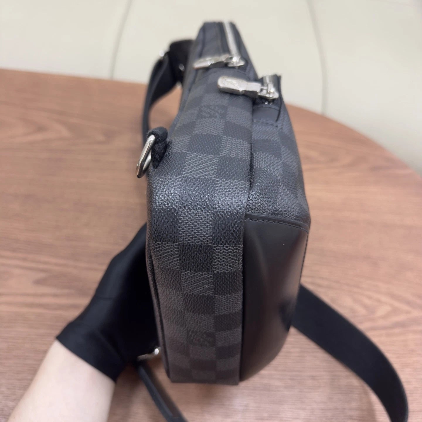 Authentic Louis Vuitton Damier Graphite Black Sling Bag Silver Hardware