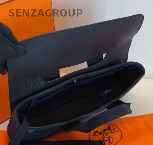 Hermes Valparaiso So Black Top Handle Bag Black Silver Unisex Adults Classic