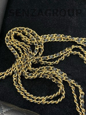 Chanel WOC Quilted Calfskin Double Chain Shoulder Crossbody Bag Black Gold