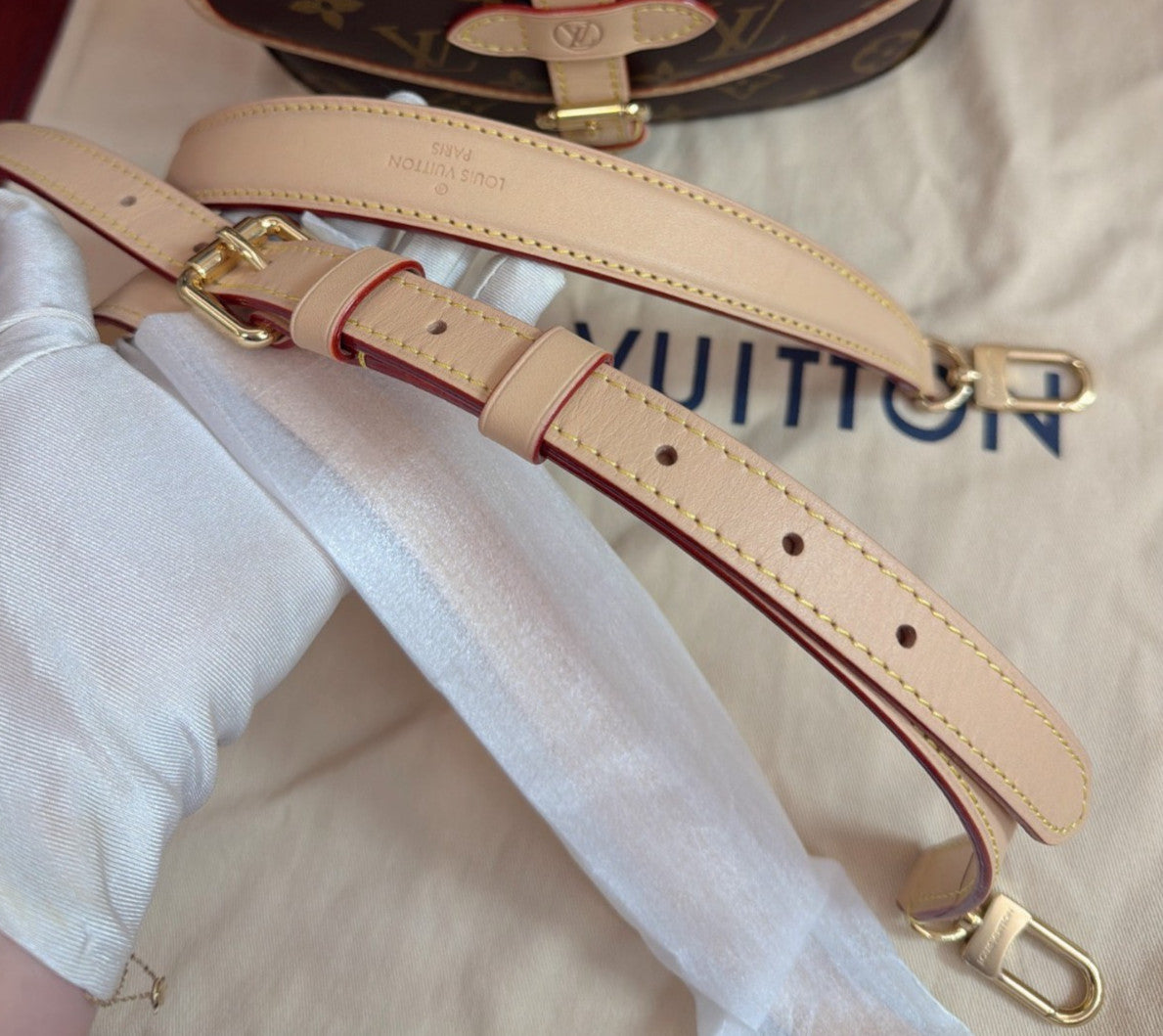 Louis Vuitton Saumer BB Monogram Shoulder Bag Brown Gold Women Classic Fashion