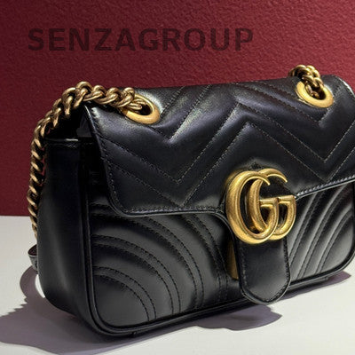 Gucci Black Gold Marmont Chain Shoulder Crossbody Bag Classic Women