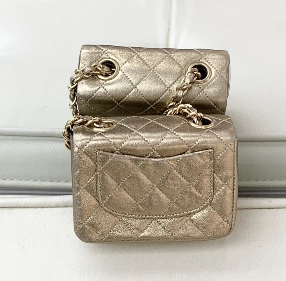 CHANEL Vintage Lambskin Gold Chain Shoulder Bag Women S