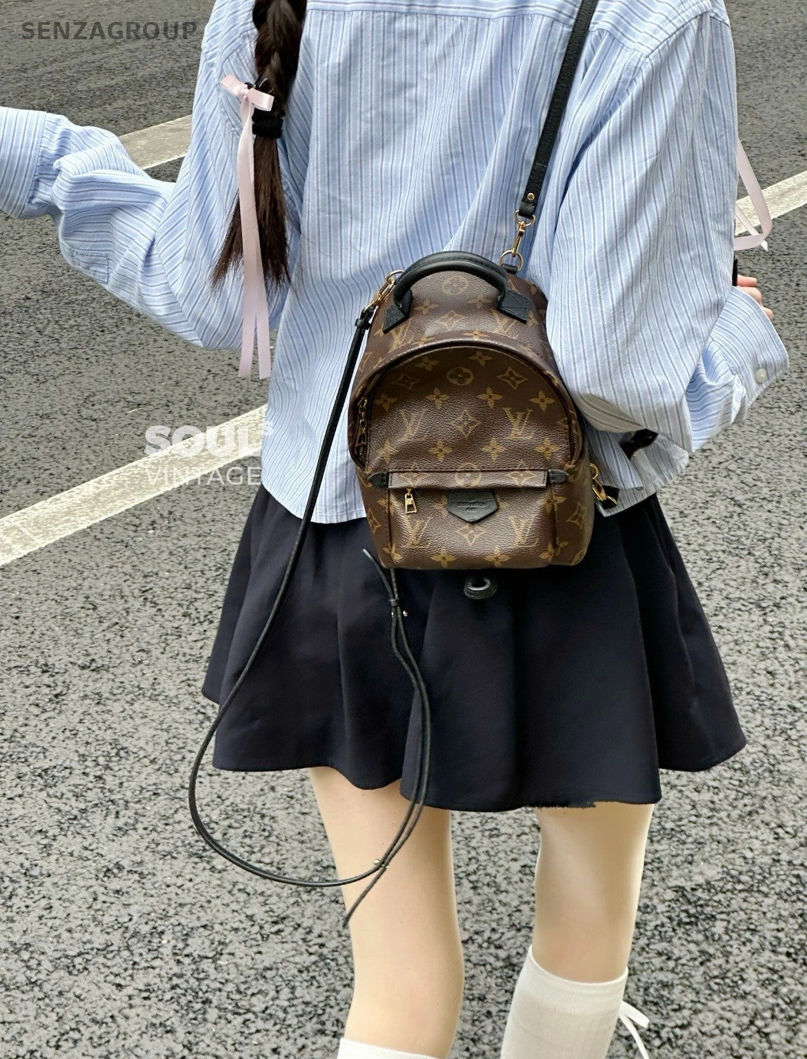 Louis Vuitton Palm Springs Monogram Mini Backpack Shoulder Bag Brown Women