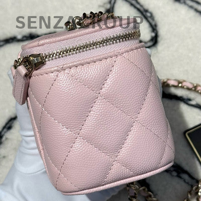 Chanel Pink Gold Hardware Calfskin Vanity Case Chain Crossbody Bag