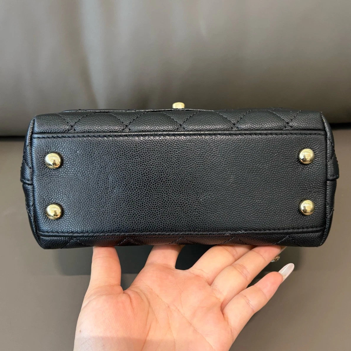 Chanel Coco Handle Mini Calfskin Black Top Handle Bag Gold Chain Crossbody