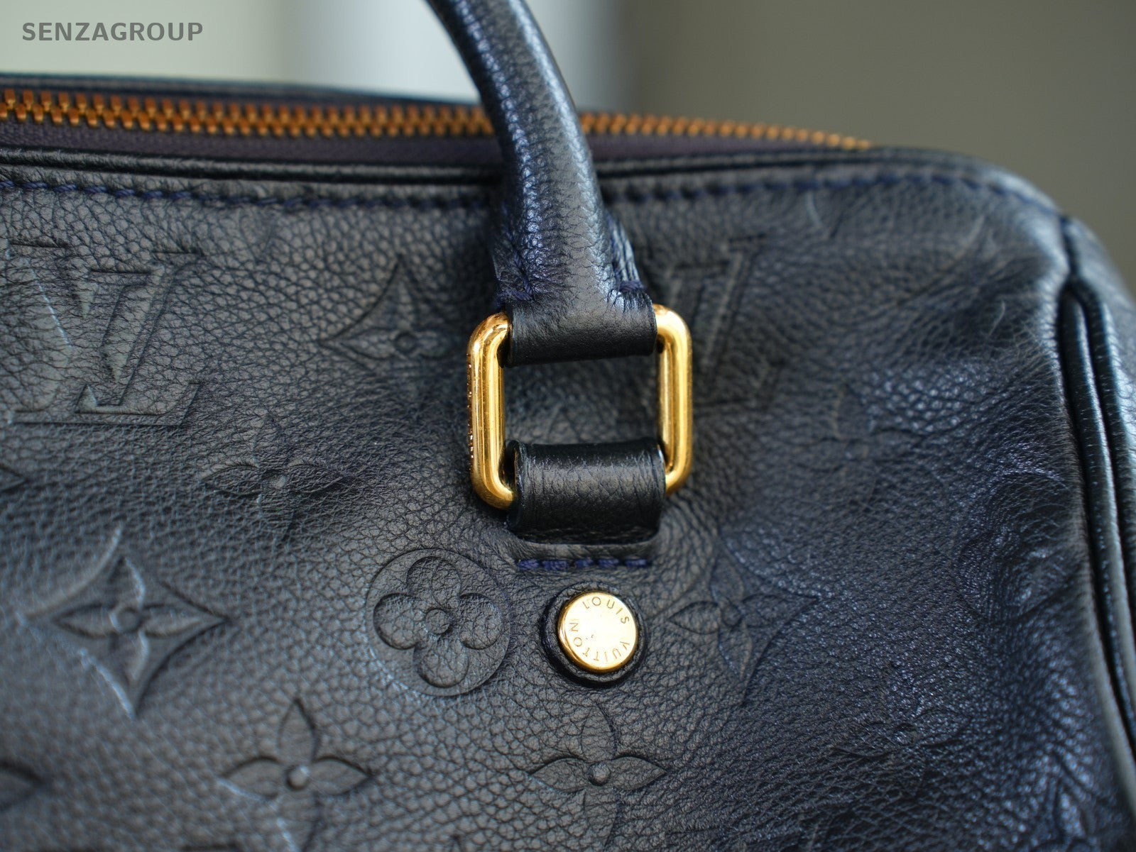 Louis Vuitton Speedy25 Monogram Empreinte 2way Shoulder Handbag Navy