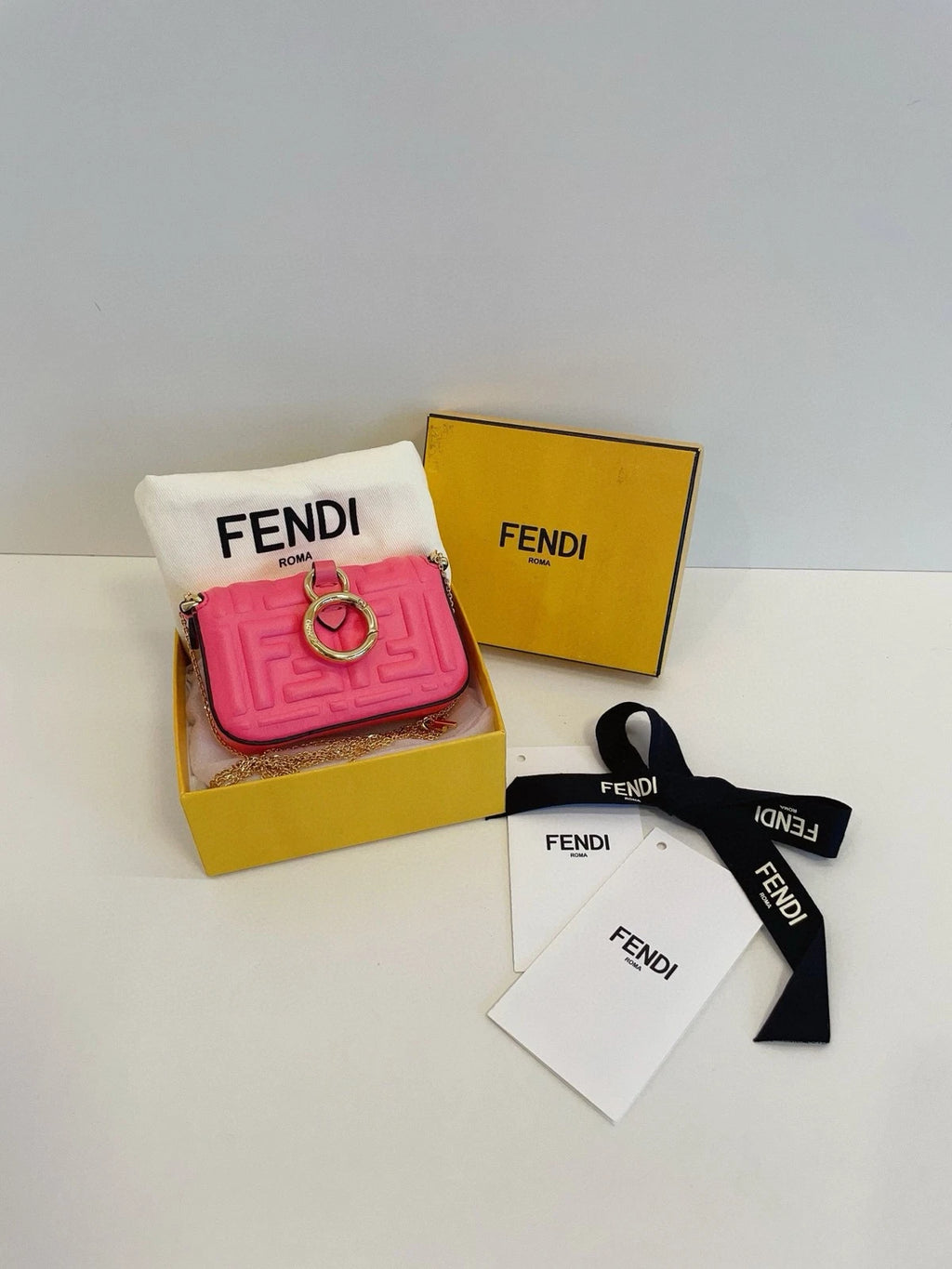 Fendi Nano Baguette Pink Super Mini Shoulder Bag For Women