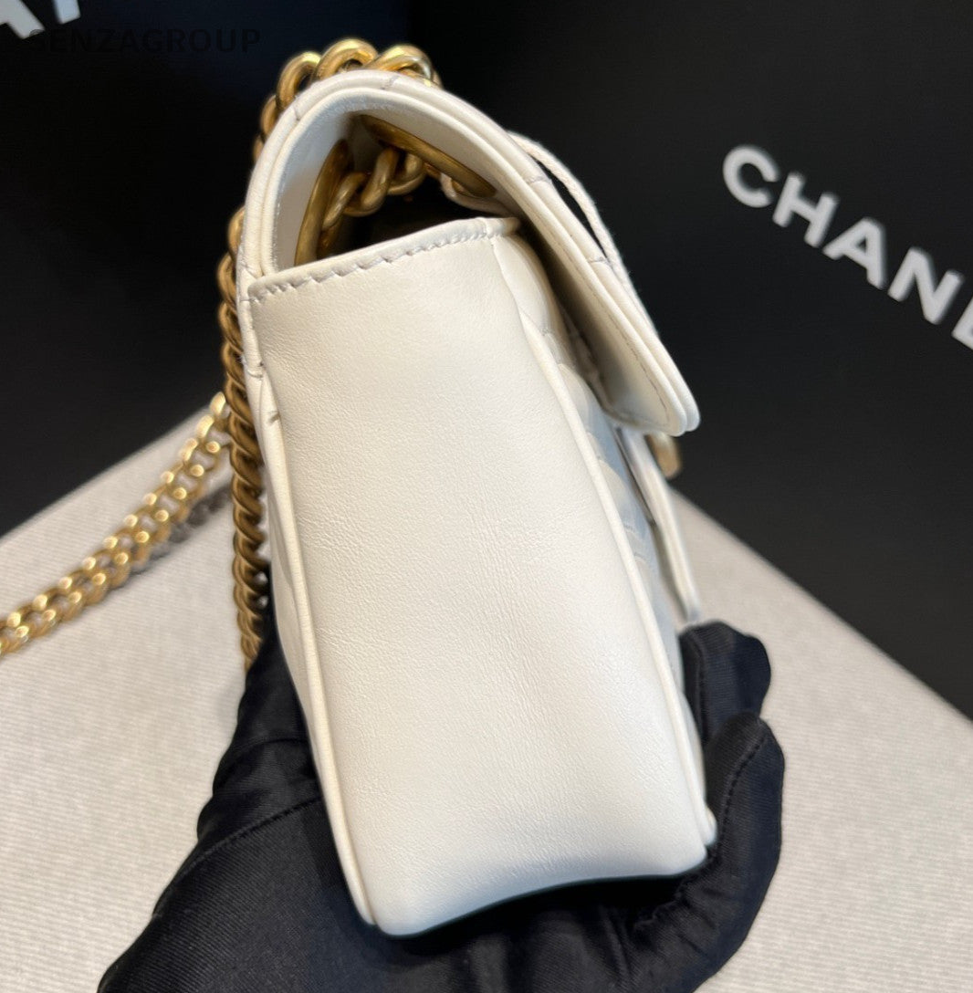 Gucci Marmont PM Chain Shoulder Bag Crossbody White Gold Women Classic