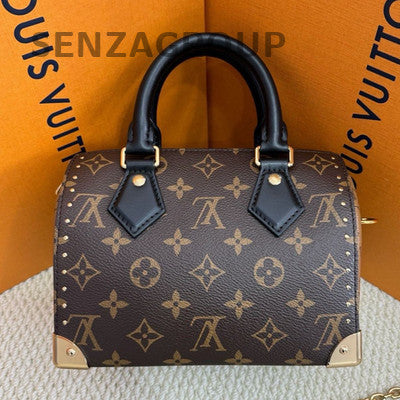 Louis Vuitton Speedy 20 Trunk Monogram Brown Handbag Chain Strap Classic